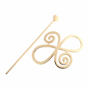 Vintage Alloy Hollow Out Heart Artificial Pearl Hair Stick Gold Silver Metal Hair Pin Accessory For Women Wedding Party Jewelry