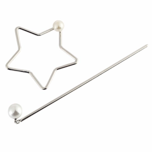 Fermaglio per capelli a stella in argento con perla per un'acconciatura quotidiana elegante