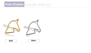 Minimalist alloy horse head silhouette hair clips in gold and silver finish