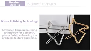 Polished hollow alloy hair clips in gold and silver with abstract animal silhouette