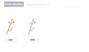 Detailed comparison of twig-shaped metal hair clips in gold and silver plating finishes