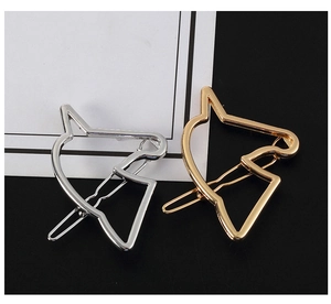 Minimalist gold and silver hollow animal shape hair clips with sleek metallic finish