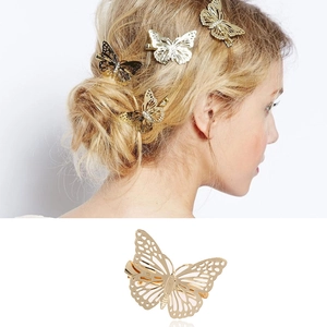 Hollow Butterfly Hair Clip Alloy Metal Gold Silver Side Clip For Women Fashion Wedding Party Hair Styling Accessories