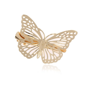 Elegant gold hollow butterfly hair clip with intricate cutout wing design for women