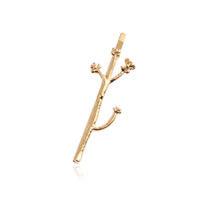 Western Fashion Alloy Branch Floral Hair Clip Gold Silver Twig Leaf Design Bobby Pin For Women Wedding Party Jewelry
