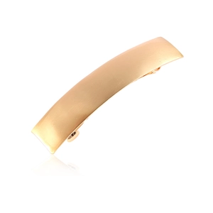 Minimalist light gold rectangle metal hair clip with a brushed matte texture finish