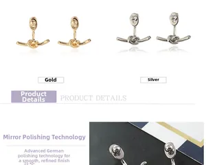 Boucles d'oreilles nœud géométrique poli doré et argenté avec une finition miroir