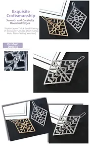 Detail of vacuum-plated gold and silver geometric hair clips with smooth edges