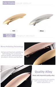 Close-up of polished gold and silver metal hair clips with mirror finish texture