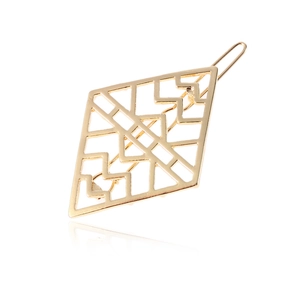 Minimalist Geometric Rhombus Hollow Out Alloy Hair Clip For Women Gold Silver Plated Elegant Metallic Side Clip Hairpin