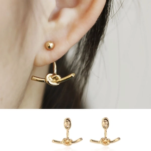 Boucles d'Oreilles Devant Derrière en Alliage Forme de Nœud pour Femme Boucles d'Oreilles Minimalistes Nœud Métallique Bijoux Cadeau