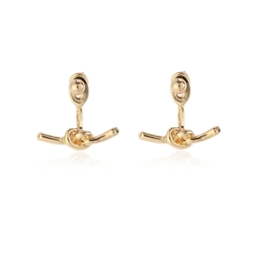 Boucles d'oreilles nœud dorées minimalistes avec finition polie brillante