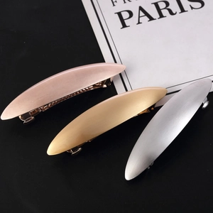 Three-piece set of brushed matte alloy hair barrettes in rose gold, gold and silver