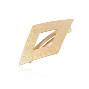 Pince à Cheveux Creuse Losange Géométrique Minimaliste Alliage Brossé Électroplaqué Métal Barrette Latérale Or Argent Accessoire Cheveux Femme