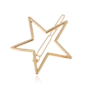 Pince à Cheveux Étoile Pentagramme Ajourée Mode Femme Minimaliste Alliage Pince Latérale Géométrique Épingle à Cheveux Or Argent