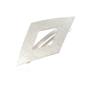 Barrette à cheveux losange creux en argent brossé avec design géométrique minimaliste en métal