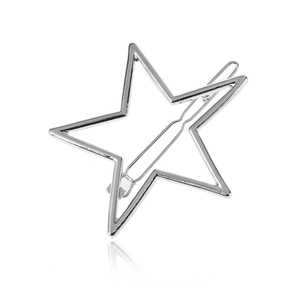 Pince à cheveux étoile évidée en argent poli avec un design en métal minimaliste
