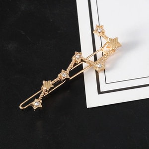 Barrette dorée élégante motif Étoile Polaire avec strass brillants pour femmes