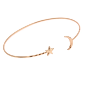 Minimalistische roségouden open armband met gepolijste ster- en maanmotieven