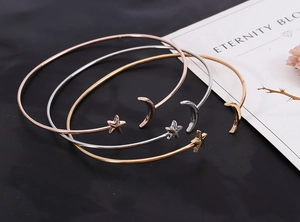 Drie-delige set ster en maan open armbanden in goud zilver en roségoud kleuren