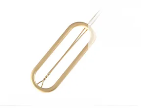 Detail of matte gold hollow oval hair clip made of minimalist alloy metal for women