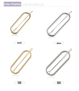Oval hollow metal hair clips in gold, silver, matte gold and matte silver finishes