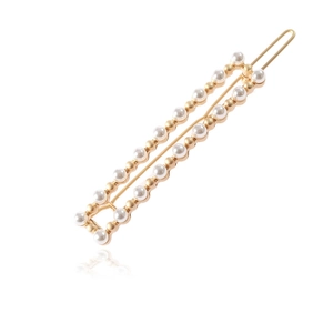 Pince à Cheveux Géométrique Rectangulaire Minimaliste Élégante en Alliage avec Imitation Künstliche Perle Barrette pour Femme Bijoux de Cheveux Or Argent