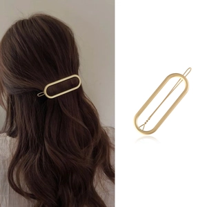 Minimalist Metal Hollow Oval Hair Clip Alloy Gold Silver Matte Hairpin Side Clip Fashion Hair Accessories For Women