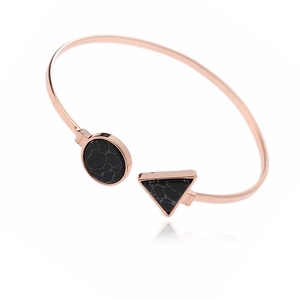 Bracelet Jonc Ouvert Géométrique Irrégulier Rond Triangle Texture Marbre Pierre Artificielle Ajustable Bracelet en Alliage Bijoux Femme