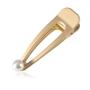 Elegant Matte Gold Silver Metal Hollow Hair Clip With Imitation Artificial Pearl European Fashion Geometric Duckbill Clip For Women