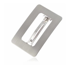 Fermaglio per capelli rettangolare cavo minimalista in metallo argento spazzolato