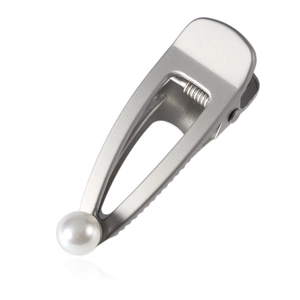 Matte silver metal hair clip with delicate pearl accent for women hair accessories