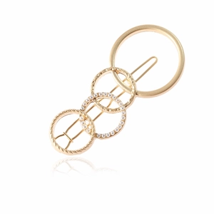 Alloy Geometric Interlocking Circles Hair Clips With Faux Artificial Pearl Elegant Metal Hairpins For Women Daily Dating Accessories