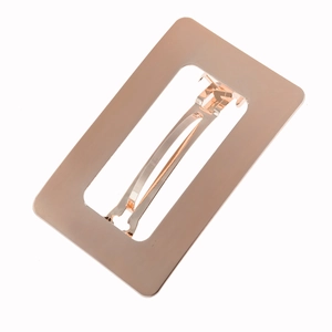 Fermaglio per capelli rettangolare cavo in metallo spazzolato oro rosa stile minimalista