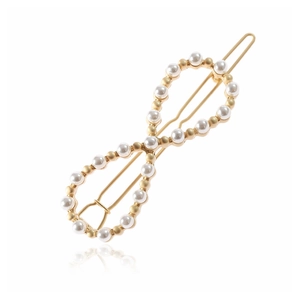 Barrette Élégante En Forme De 8 Symbole De L'Infini En Alliage Avec Künstliche Perles D'Imitation Pour Femme Or Argent Accessoire Cheveux