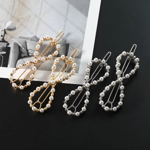 Set de barrettes à perles élégantes avec design infini en finition or et argent