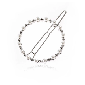 Eleganter runder Perlen-Haarclip mit Silberlegierung für Damen-Haarschmuck