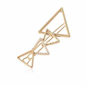 Exaggerated Alloy Stacked Triangle Hair Clip With Faux Artificial Pearl Gold Silver Matte Finish Geometric Hair Accessories For Women