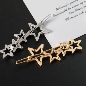 Barrettes à cheveux étoiles dorées et argentées en métal brossé pour coiffures élégantes