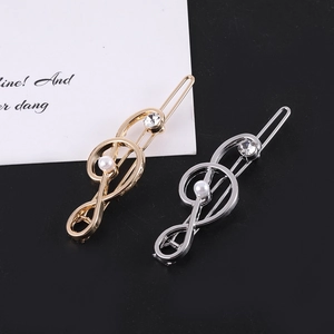 Elegante Musiknoten-Haarspangen in Gold und Silber aus Legierung mit Perlen und Kristallen