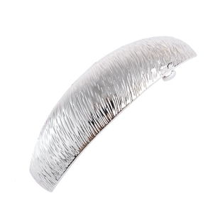 Silver alloy hair clip with curved arch structure and fine vertical brushed metal texture