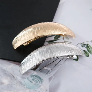 Fashionable alloy hair clips with textured metallic finish in gold and silver colors