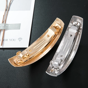 Fashion alloy arched spring hair clips in gold and silver with textured matte finish