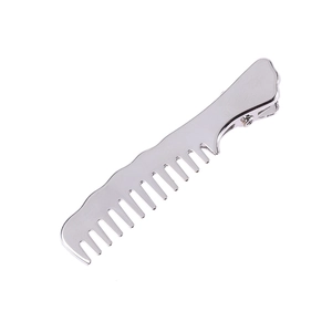Pince à cheveux minimaliste en métal argenté en forme de peigne avec finition brillante
