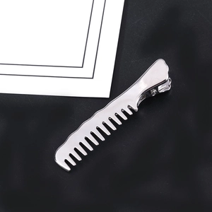 Pince à cheveux créative en métal argenté en forme de peigne avec clip crocodile