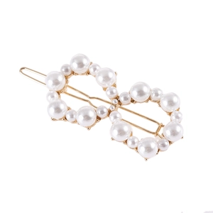 Vintage Alloy Infinity Figure 8 Hair Clip Artificial Pearl Rhinestone Duckbill Side Clips For Women Wedding Banquet Hair Accessories