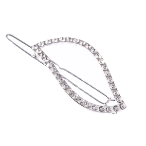 Eleganter hohler Blatt-Haarclip in Silber mit funkelnden Strasssteinen für Damen