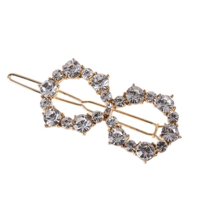 Elegant gold infinity hair clip with inlaid pearls and sparkling rhinestones for women