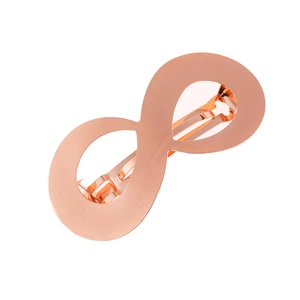 Brushed rose gold infinity shaped metal hair claw clip with a large hollowed design