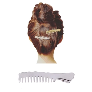 Pince à Cheveux Créative en Métal en Forme de Peigne pour Femmes Alliage Poli Épingle à Bec de Canard Or Argent Brillant Accessoires Cheveux